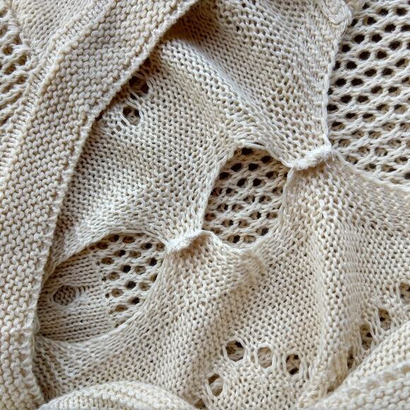 Repaired Lightweight Knit Top Swim Cover M / L long bell sleeve Hi-Lo upcycled - Picture 7 of 15